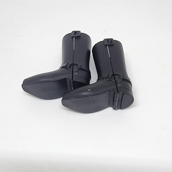 BARBIE DOLL SHOES - PAIR of KEN MOTORCYCLE RIDING Harley Boy BLACK SNAP BOOTS - Picture 4 of 5